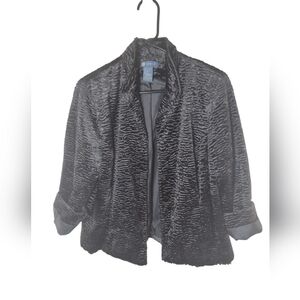 Koret Jacket Open Faux Fur Charcoal Grey Lined Mob Wife M